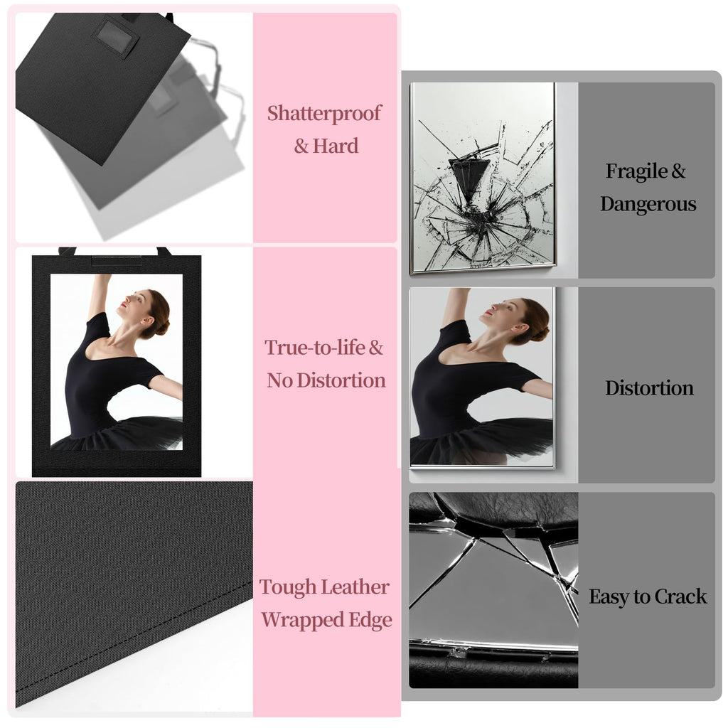 Shinowa Foldable Full-Length Mirror for Dancers – 33x13 in, HD Acrylic, Travel