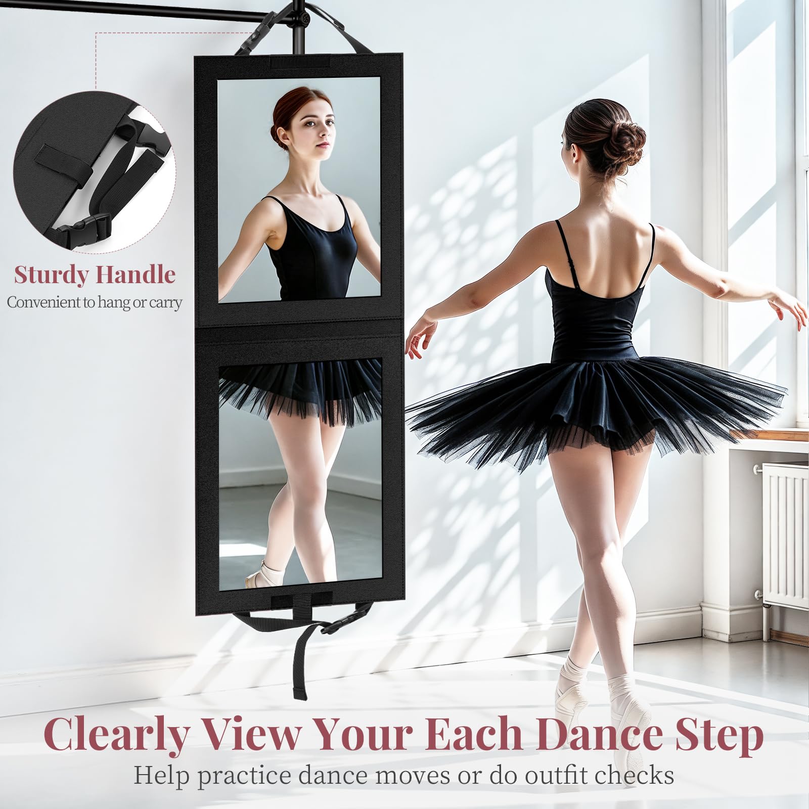 Shinowa Foldable Full-Length Mirror for Dancers – 33x13 in, HD Acrylic, Travel
