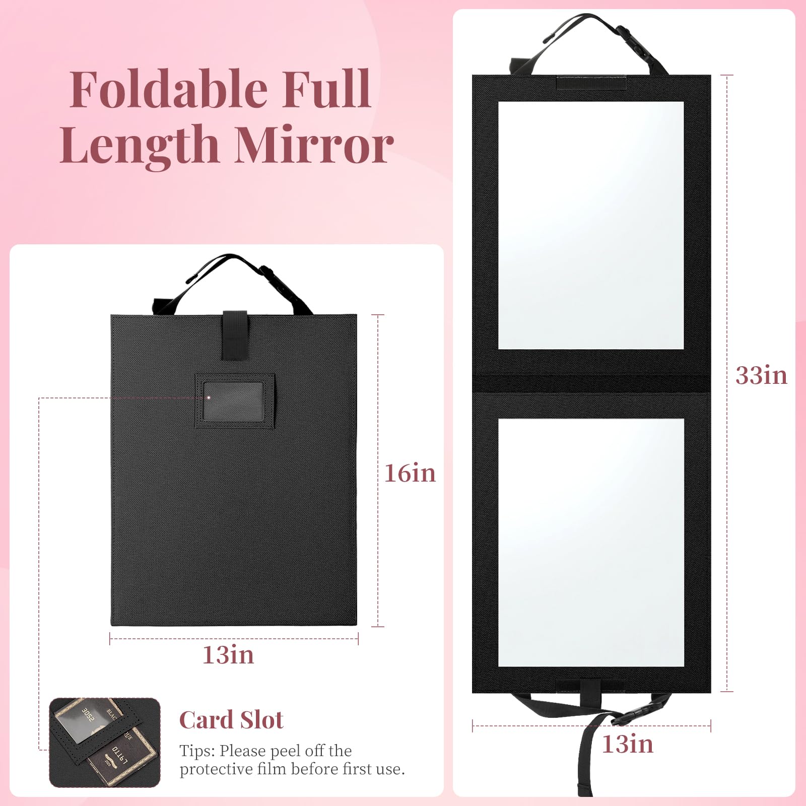 Shinowa Foldable Full-Length Mirror for Dancers – 33x13 in, HD Acrylic, Travel