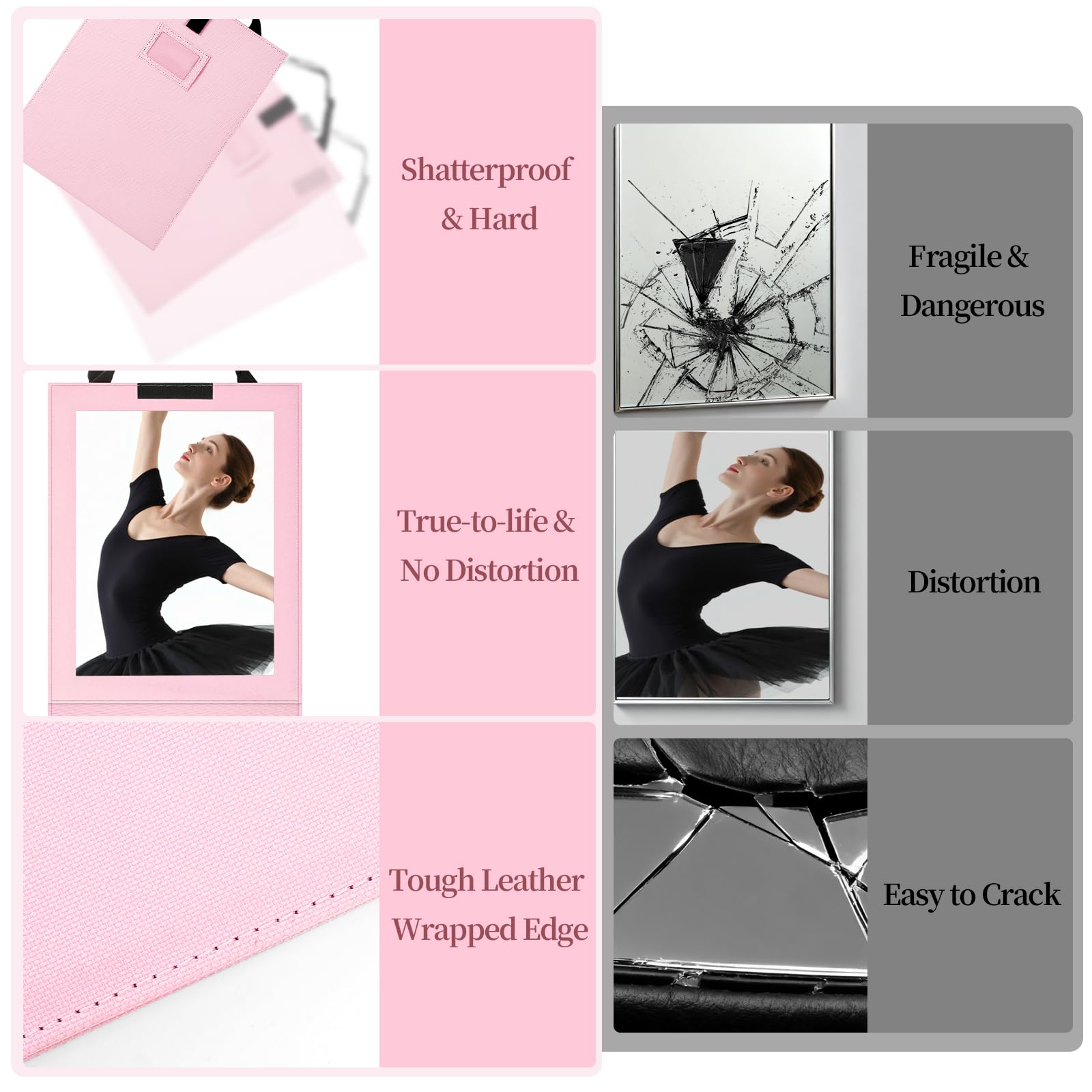 Shinowa Foldable Full Length Mirror – 33x13 in, Shatter-Proof for Dancers & Travel