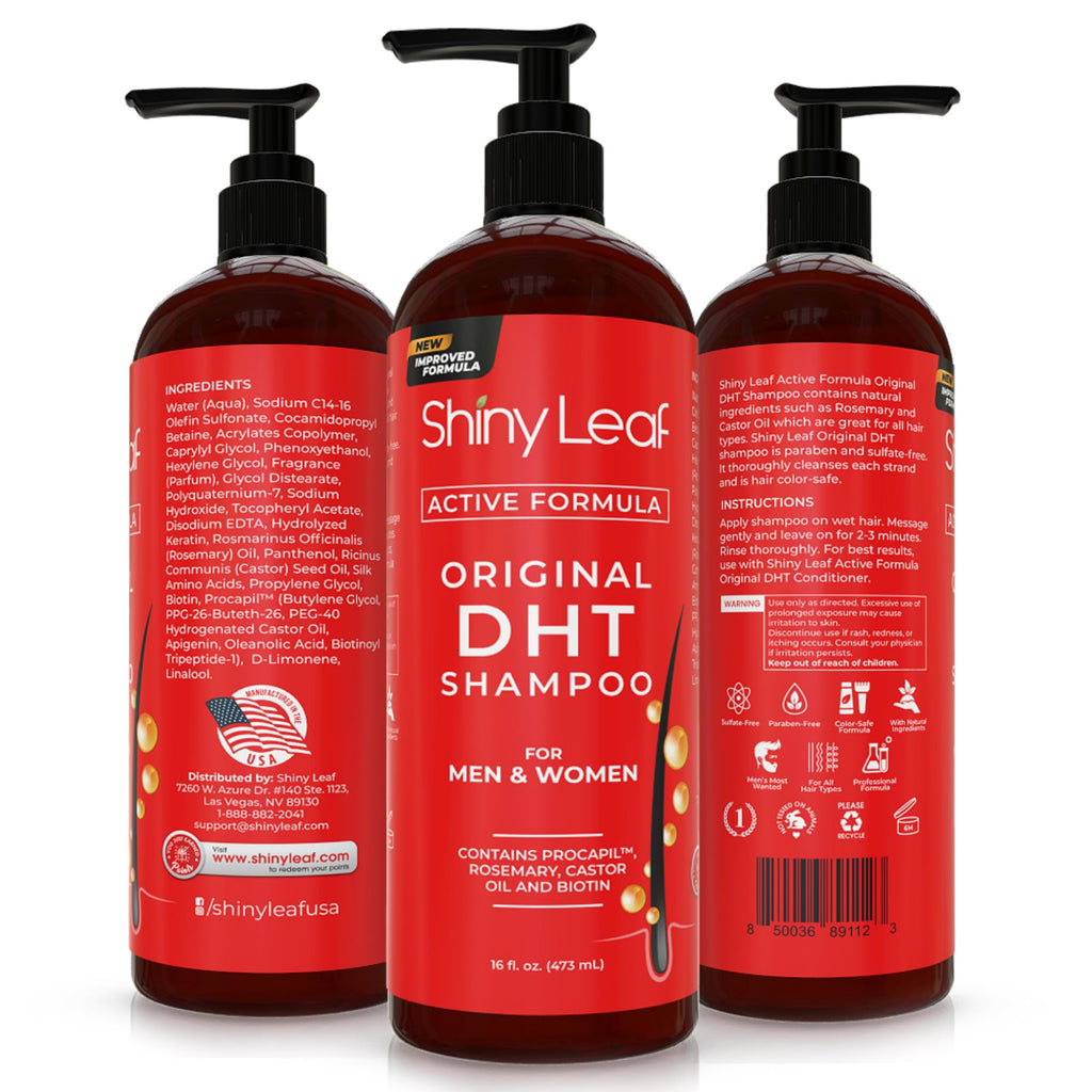 Shiny Leaf Anti-Hair Loss Shampoo with Biotin | Sulfate-Free DHT Blocking Formula for Men & Women – 16 oz