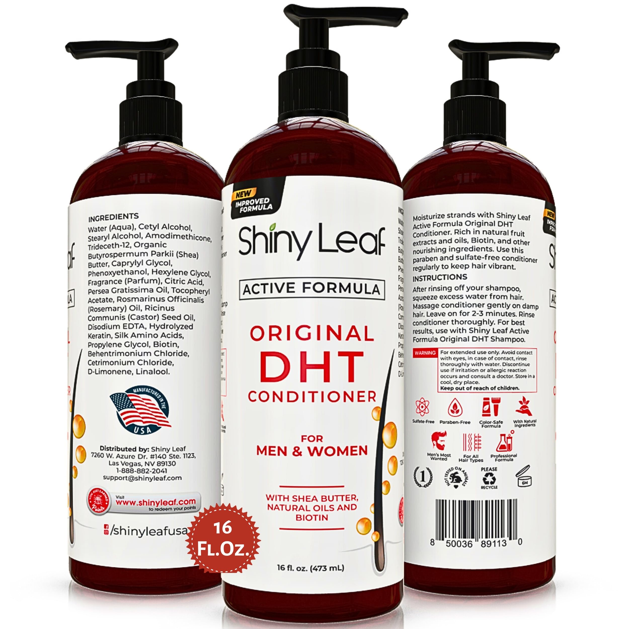 Shiny Leaf DHT Blocker Conditioner with Rosemary Leaf Oil – Paraben & Sulfate Free | 16 oz