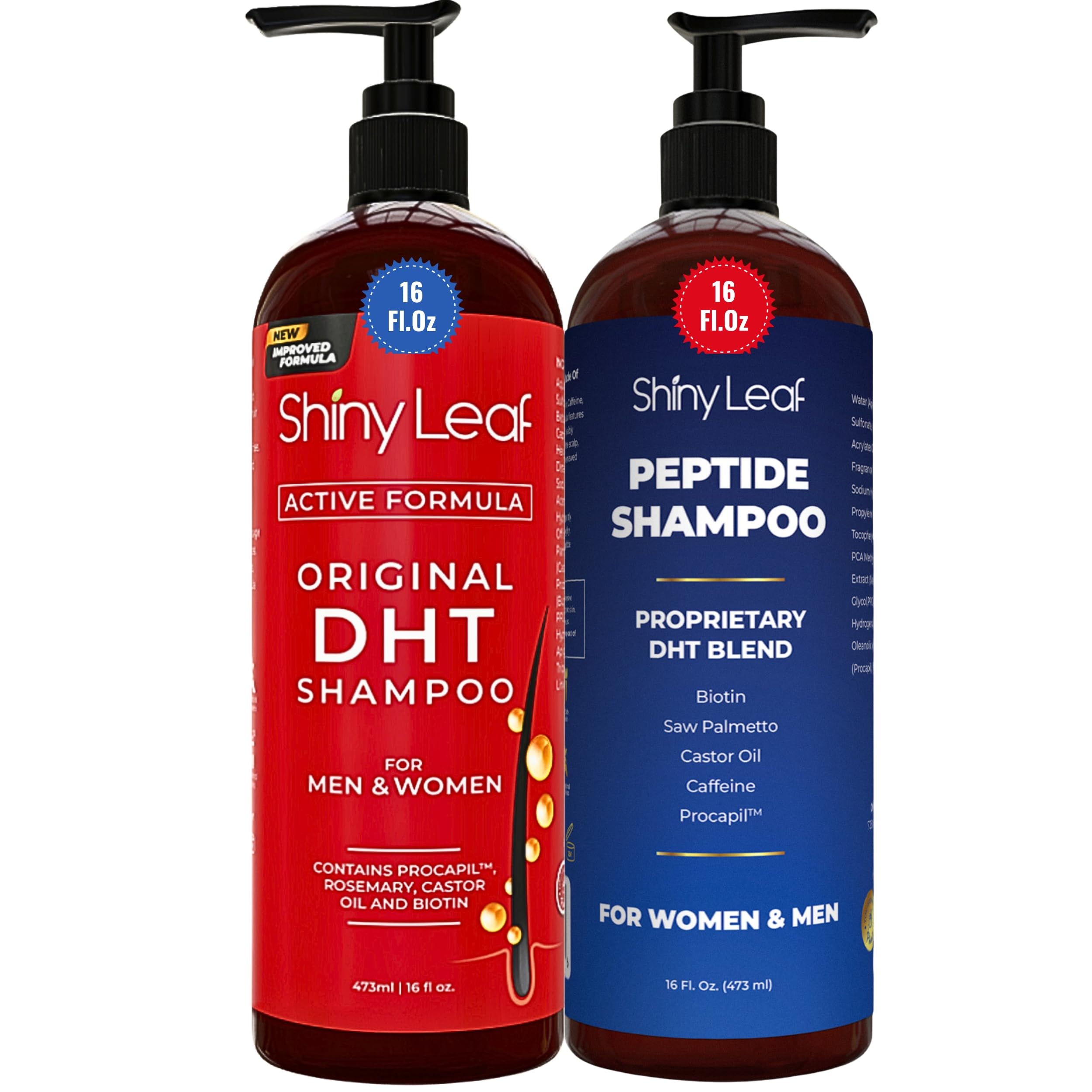Shiny Leaf Hair Growth Bundle (2 Pack) – DHT Blocker & Peptide Shampoo Set