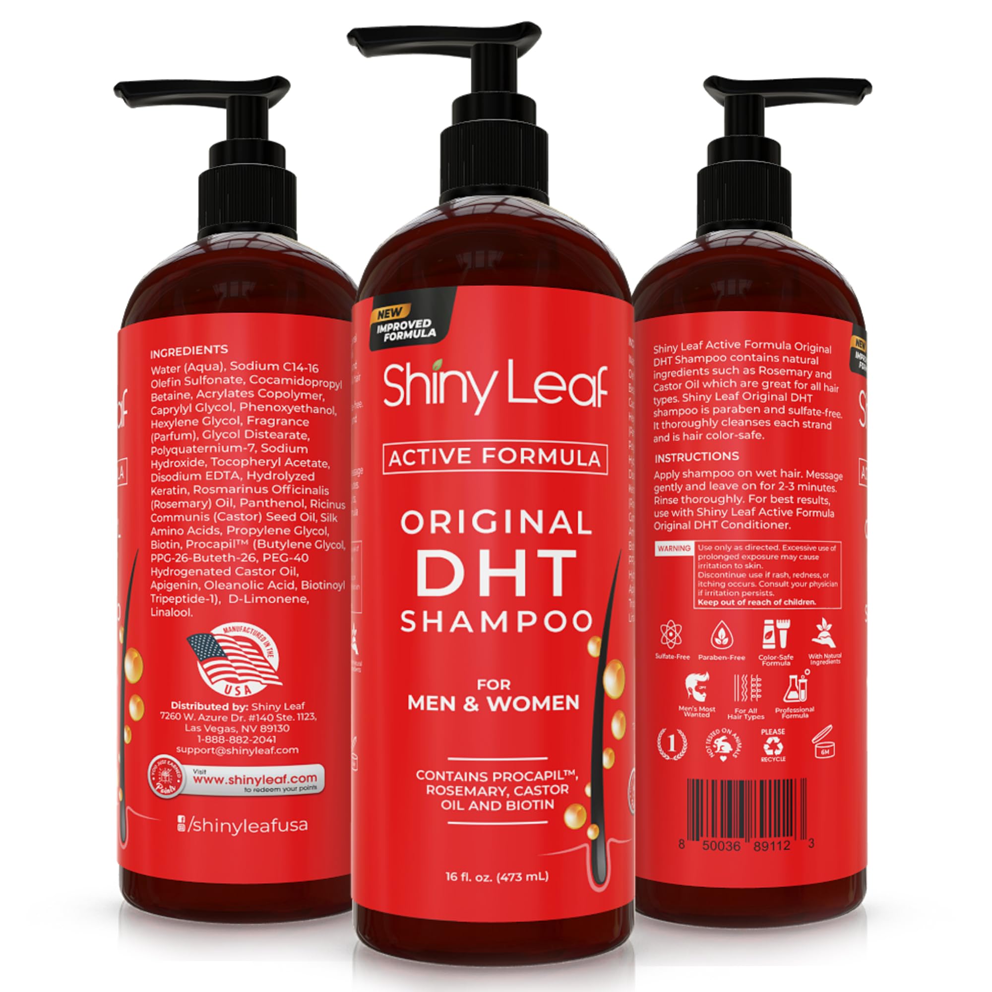 Shiny Leaf DHT Blocking Shampoo for Hair Growth – 2 Pack | Natural Formula for Thinning Hair