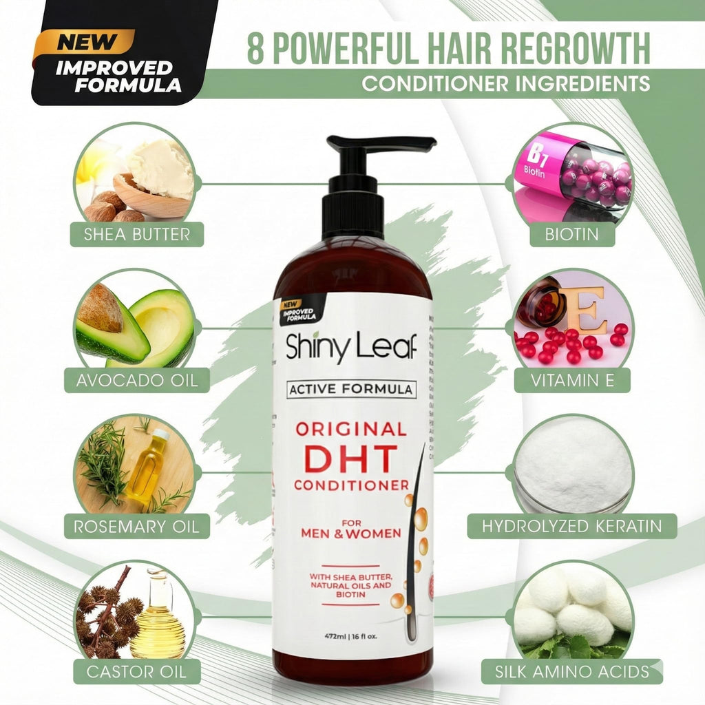 Shiny Leaf DHT Blocker Conditioner with Rosemary Leaf Oil – Paraben & Sulfate Free | 16 oz
