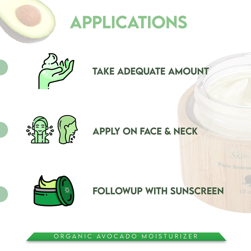 Shira Shir-Organic Avocado Moisturizer – 24h Hydration with Vitamins A, B, D & E (Pack of 2, 50 ml each)