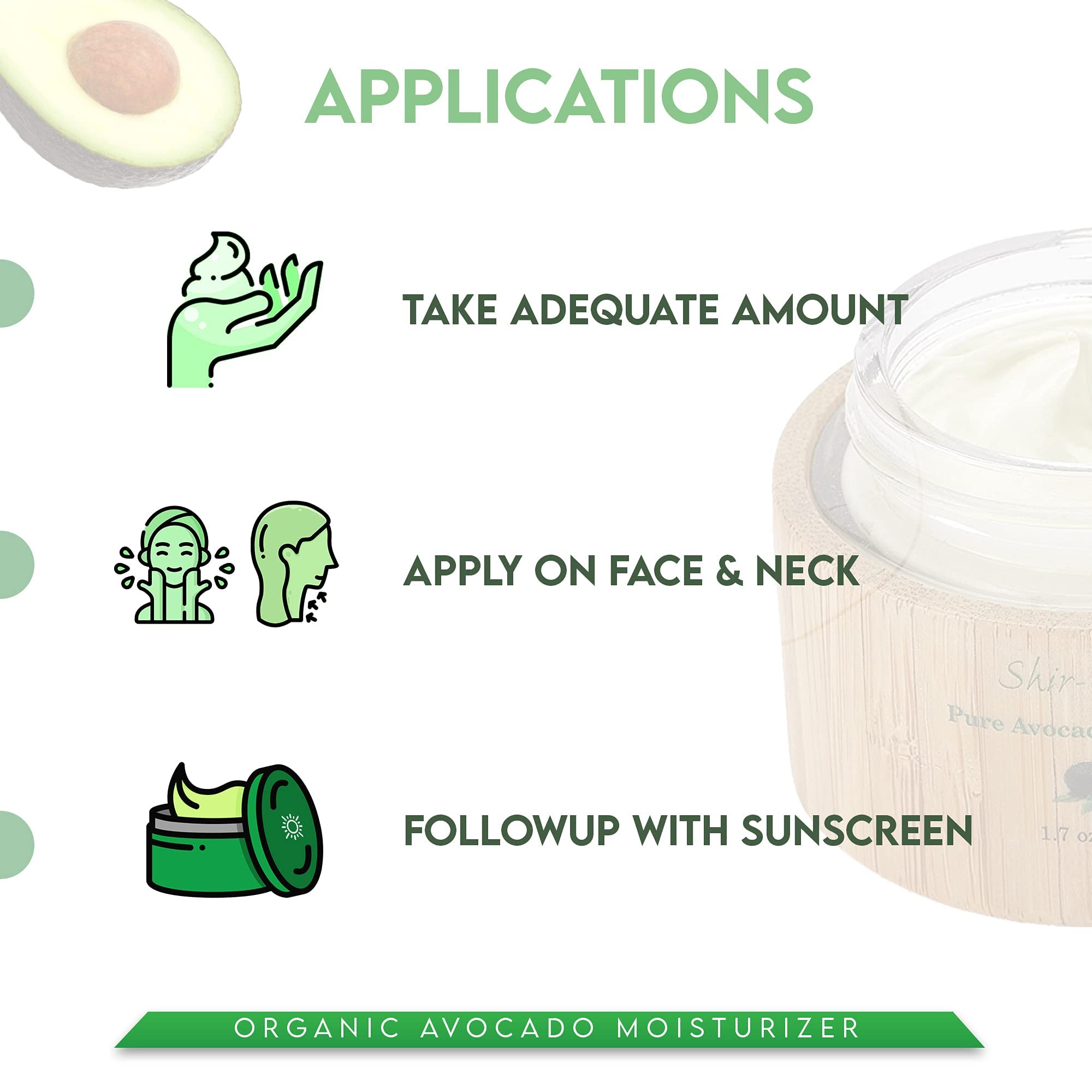 Shira Shir-Organic Avocado Moisturizer – 24h Hydration with Vitamins A, B, D & E (Pack of 2, 50 ml each)
