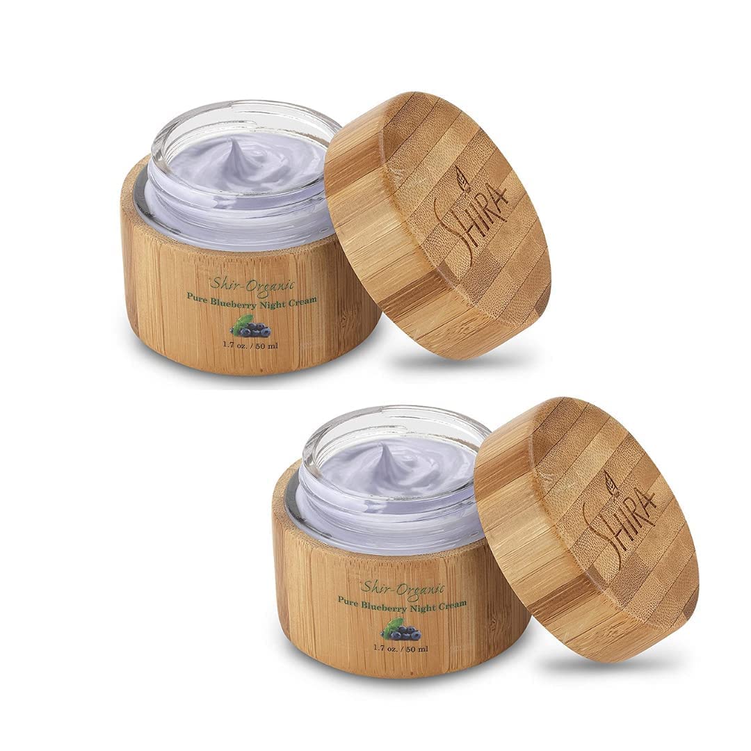 Shira Shir Organic Blueberry Night Cream – Hydrating Anti-Aging Moisturizer (50ml x 2)