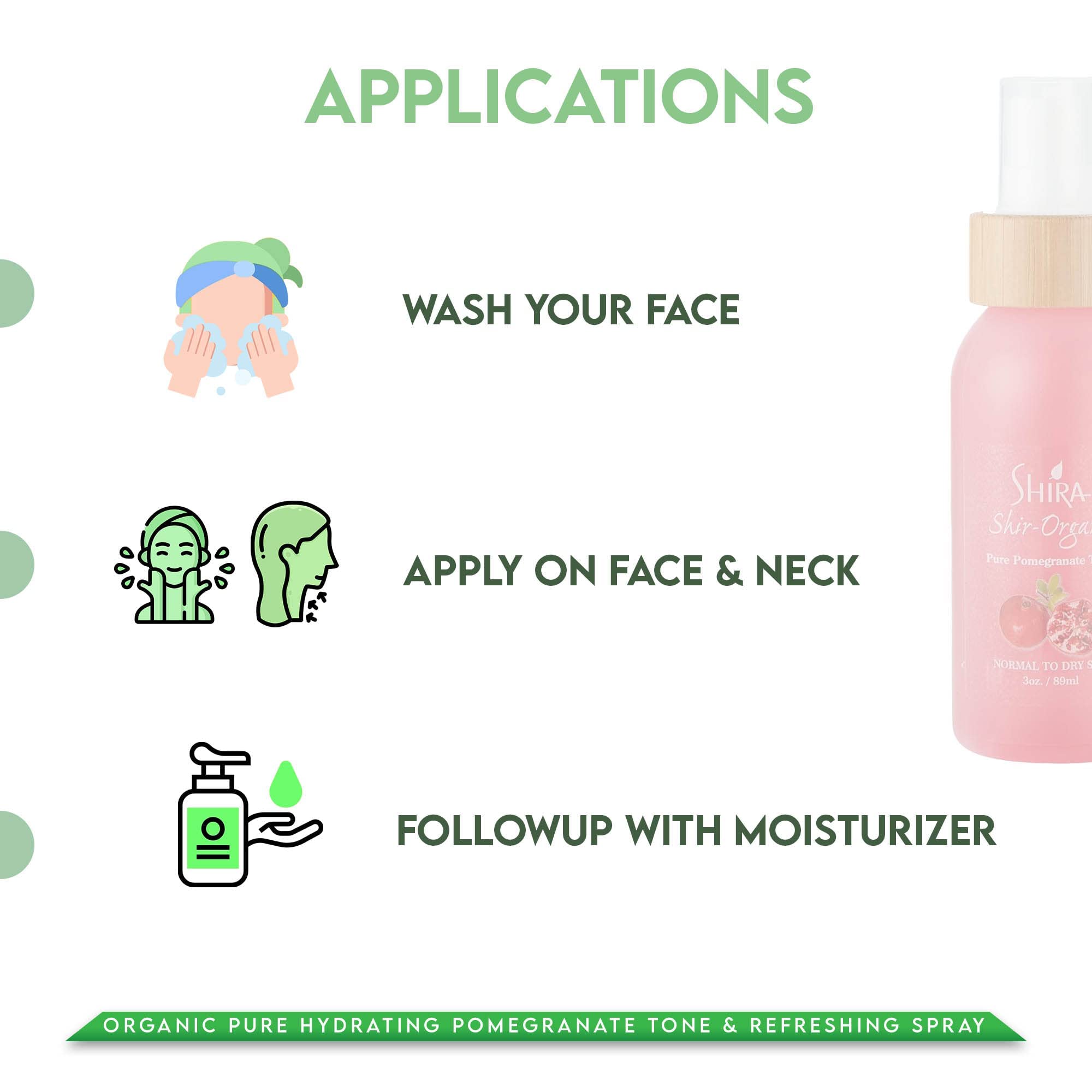 Shira Shir 89ml Pomegranate Toner & Hydrating Mist – Organic Brightening for All Skin Types