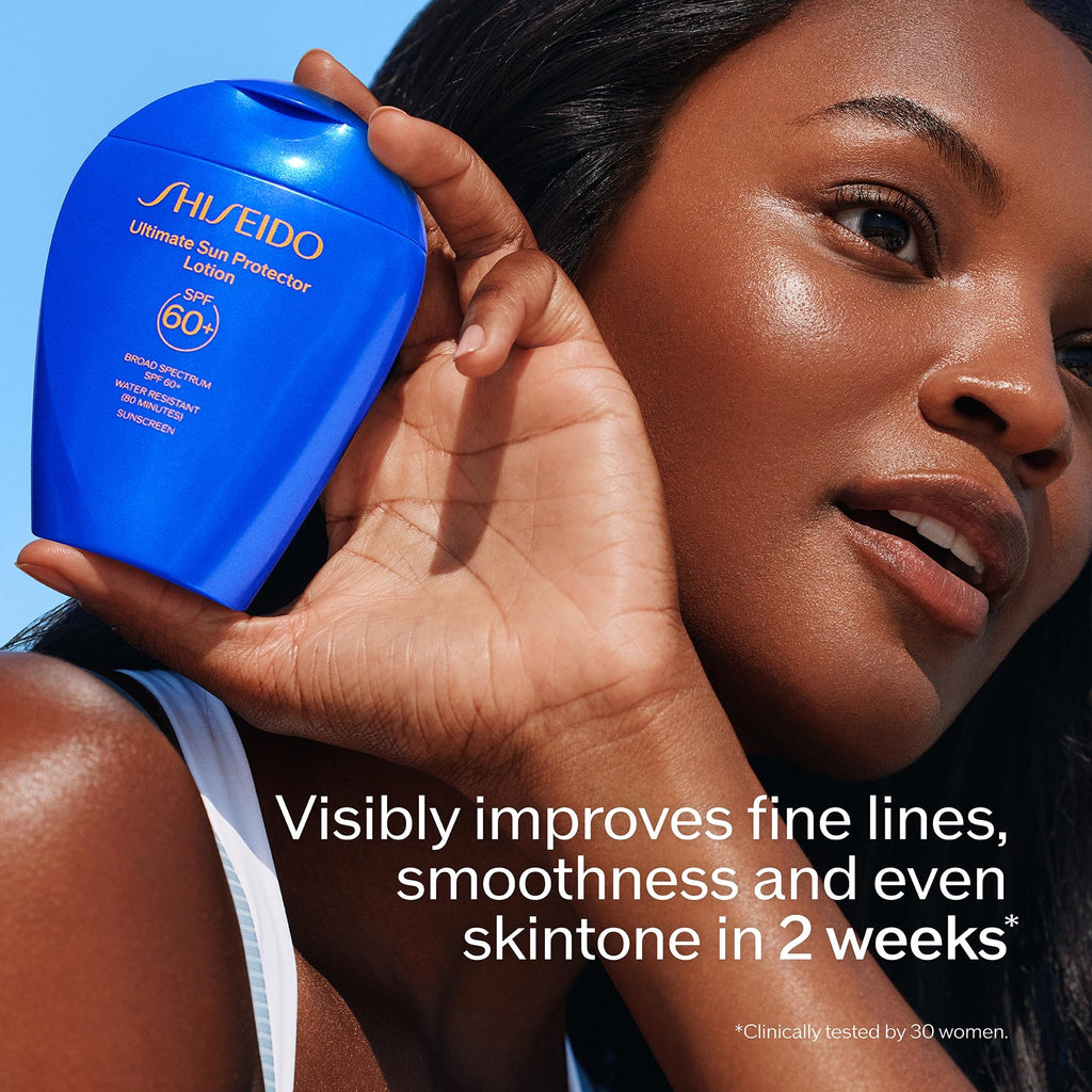 Shiseido Ultimate Sun Protector Lotion SPF 60+ — Invisible, Lightweight Sunscreen for Face & Body (300 mL)