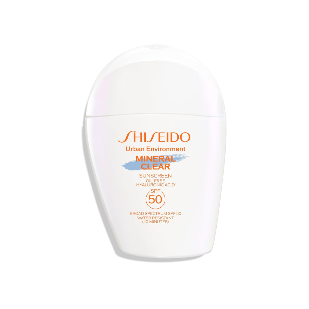 Shiseido Urban Environment Mineral Clear Sunscreen SPF 50 – Clear Finish, Improves Tone, Radiance, Wrinkles & Firmness (1 oz)