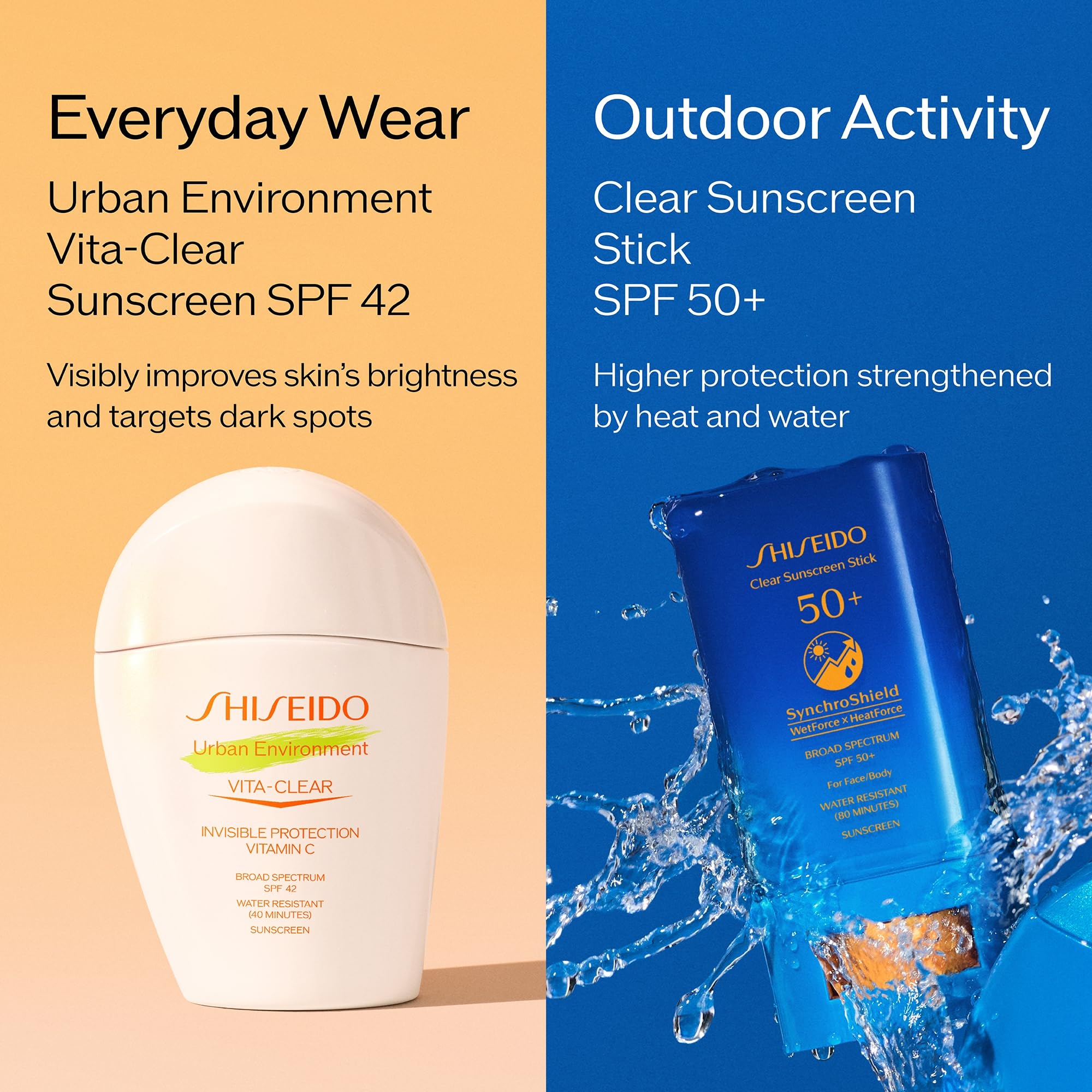 Shiseido Urban Environment Vita-Clear Sunscreen SPF 42 – Invisible Finish, No-Shine, Vitamin C