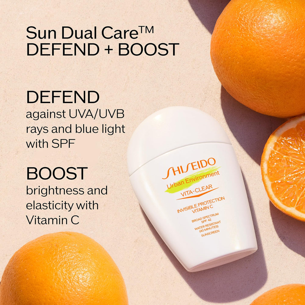 Shiseido Urban Environment Vita-Clear Sunscreen SPF 42 – Invisible Finish, No-Shine, Vitamin C