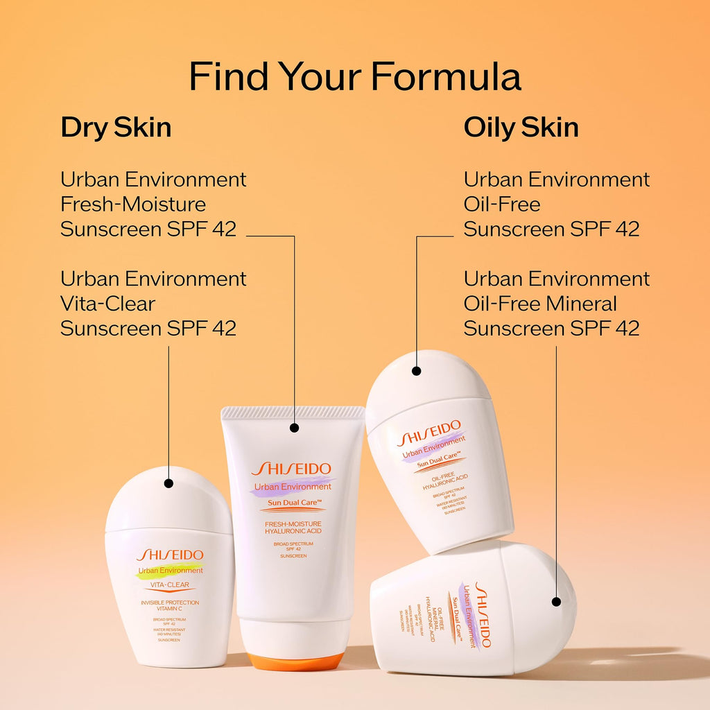 Shiseido Urban Environment Vita-Clear Sunscreen SPF 42 – Invisible Finish, No-Shine, Vitamin C
