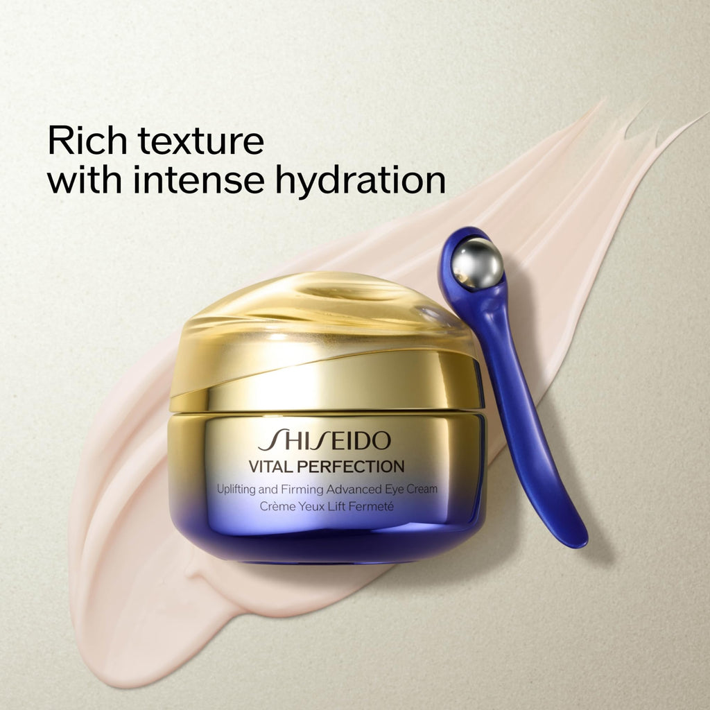 Shiseido Vital Perfection Uplifting and Firming Advanced Eye Cream – 15 mL with Massage Roller Tool