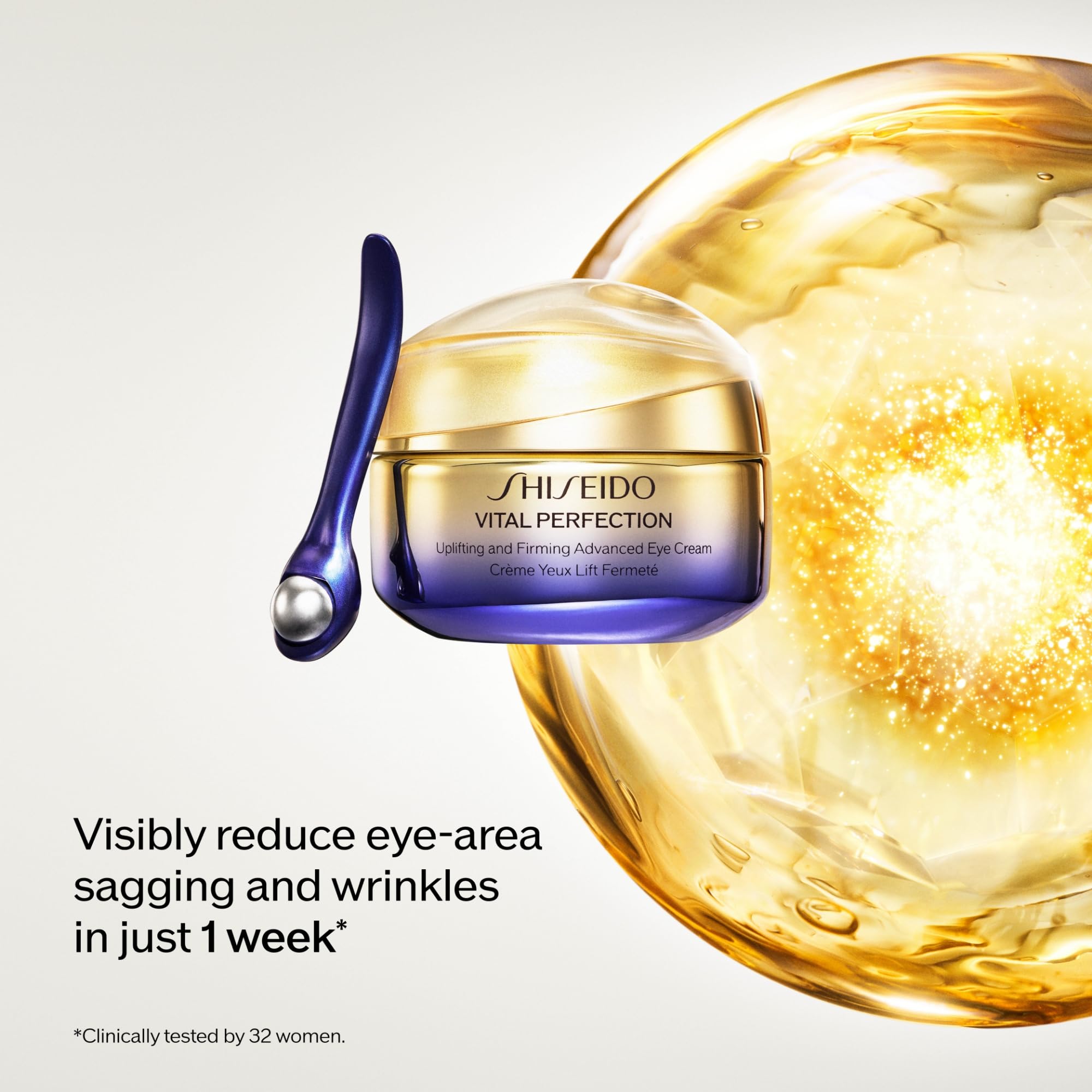 Shiseido Vital Perfection Uplifting and Firming Advanced Eye Cream – 15 mL with Massage Roller Tool