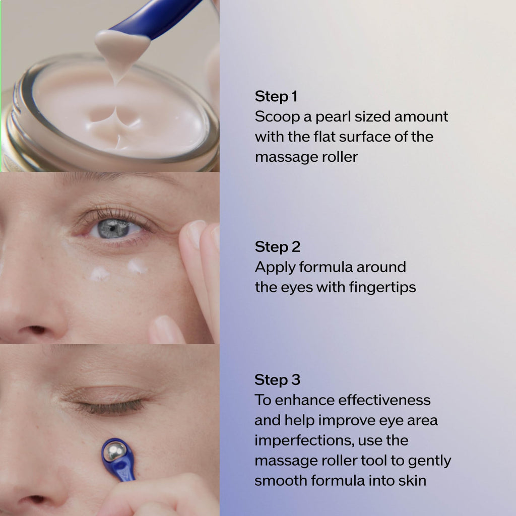 Shiseido Vital Perfection Uplifting and Firming Advanced Eye Cream – 15 mL with Massage Roller Tool