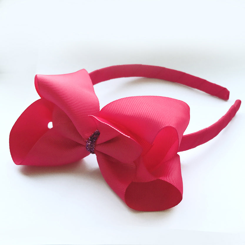 Shocking Pink Alice Band with Glitter Loop