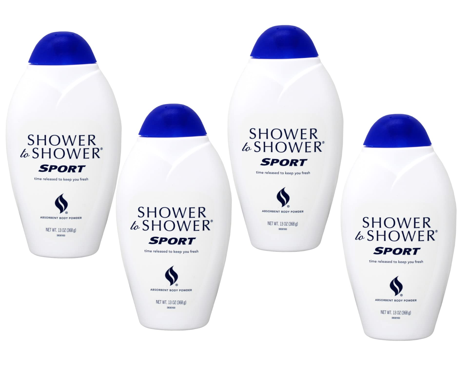 Shower To Shower Sport Absorbent Body Powder – 4 x 13 oz Bottles