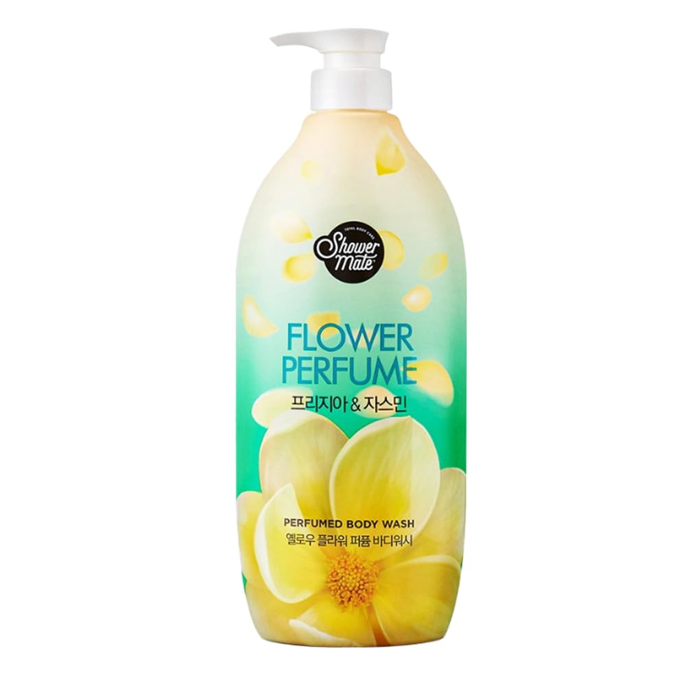 SHOWERMATE Flower Perfume Body Wash – 40.57 fl oz / 1.2 L (Yellow, Freesia & Jasmine)