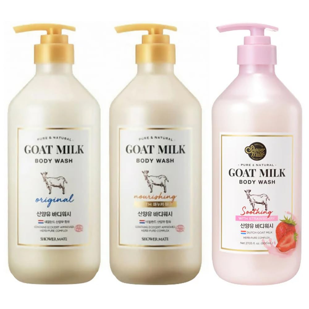 SHOWERMATE Goat Milk Body Wash Strawberry – 27 fl oz / 800 ml, 1 Pack