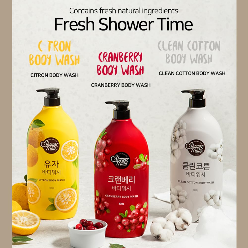 SHOWERMATE Natural Body Wash 42.3 oz – Clean Cotton & 4 Other Scents