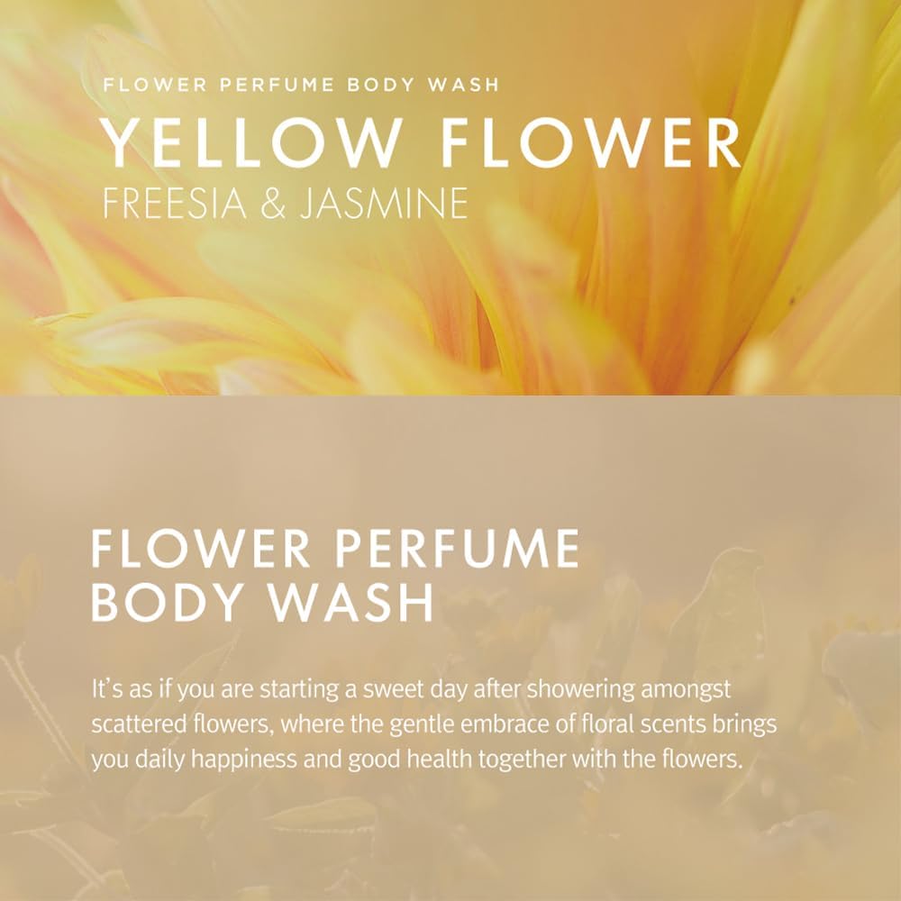 SHOWERMATE Flower Perfume Body Wash – 40.57 fl oz / 1.2 L (Yellow, Freesia & Jasmine)