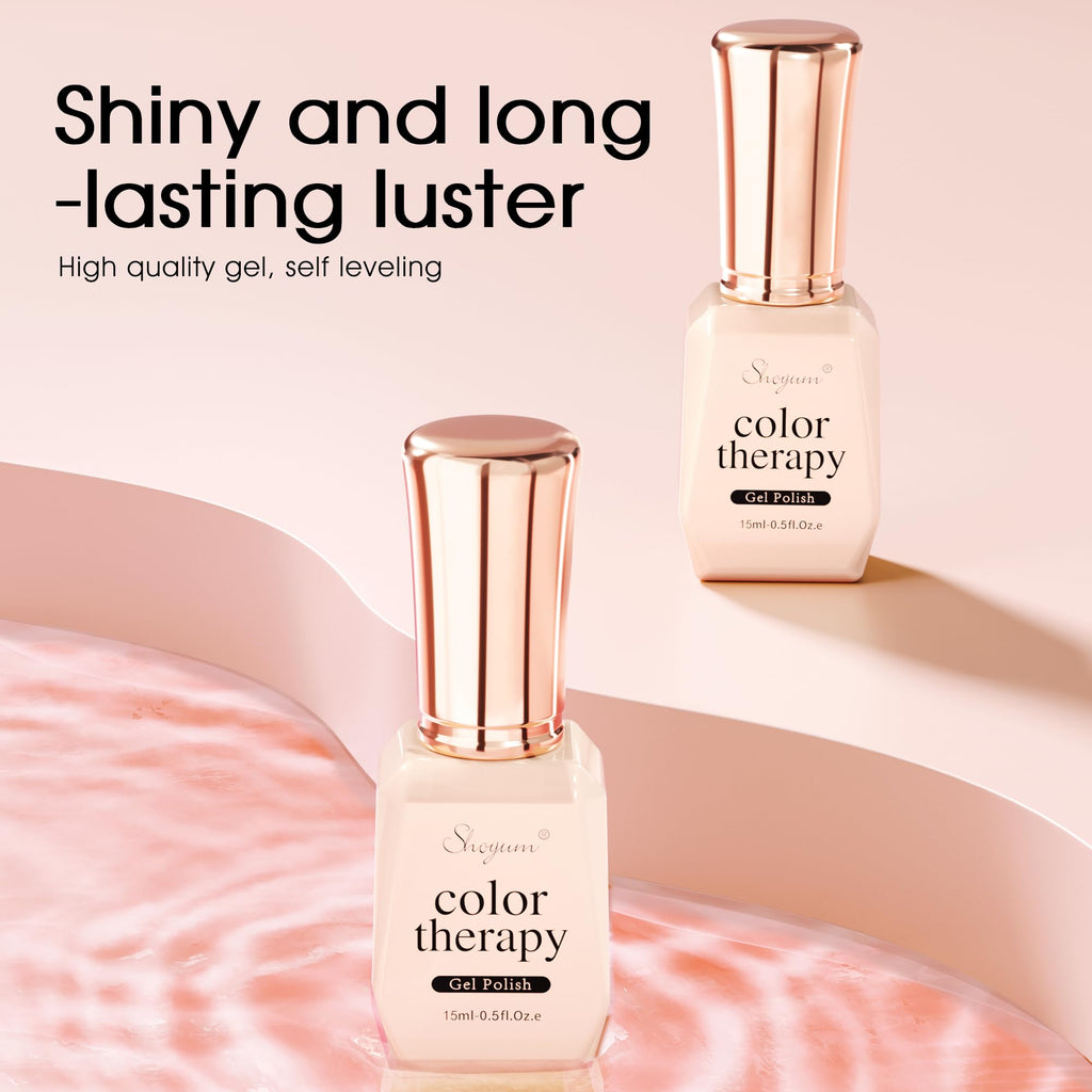 SHOYUM Gel x Nail Polish Kit – 3 Colors (15ml each): Sheer Pink, Milky White, Silvery Glitter