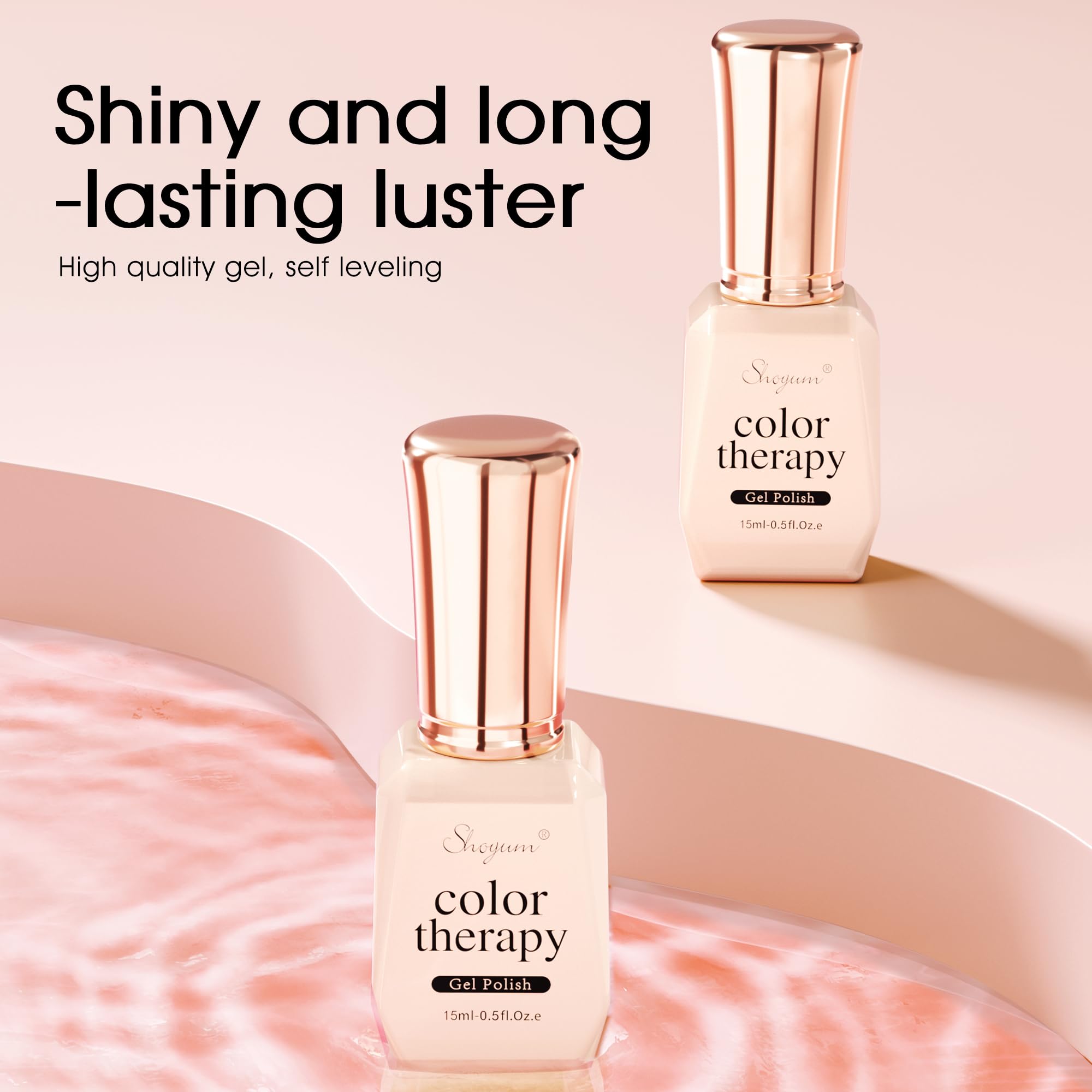 SHOYUM Gel x Nail Polish Kit – 3 Colors (15ml each): Sheer Pink, Milky White, Silvery Glitter