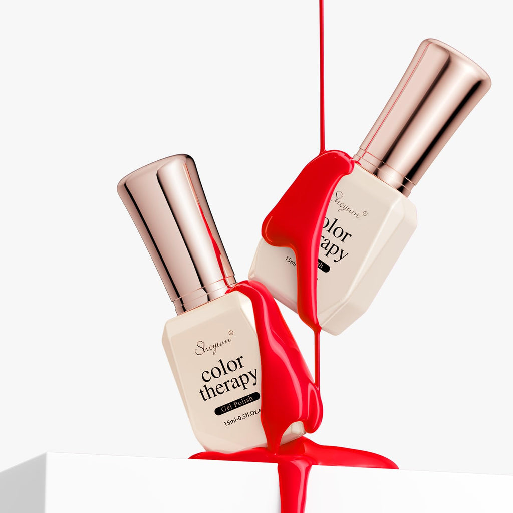 SHOYUM Gel x Nail Polish Kit — 3 x 15ml in Nude, White & Red for At-Home Manicure