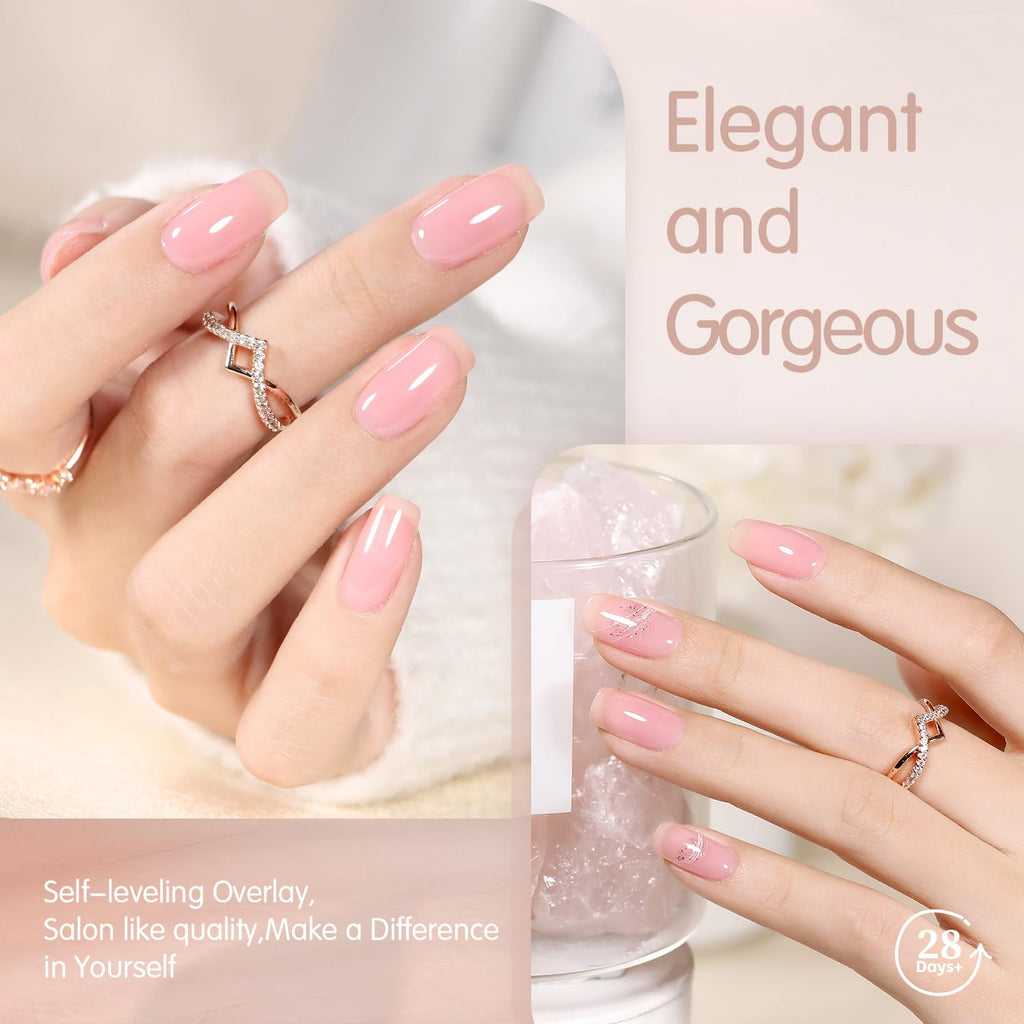 SHOYUM Nude Pink Jelly Gel Nail Polish Set – 6 Sheer Milky Colors