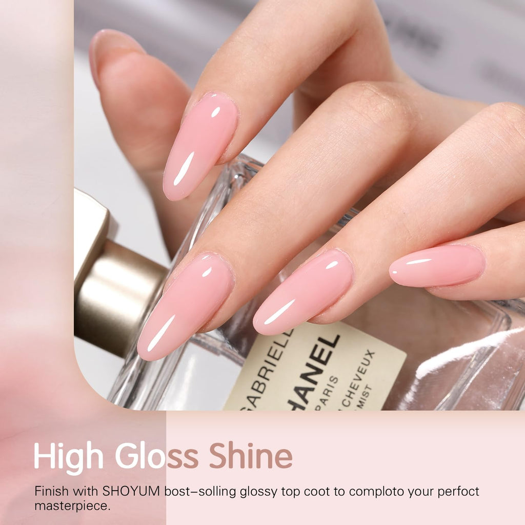 SHOYUM Jelly Gel Nail Polish Set – 6 Neutral Sheer Shades for DIY Manicure (Milky White, Nude, Pink) | UV Gel Polish Kit 2024