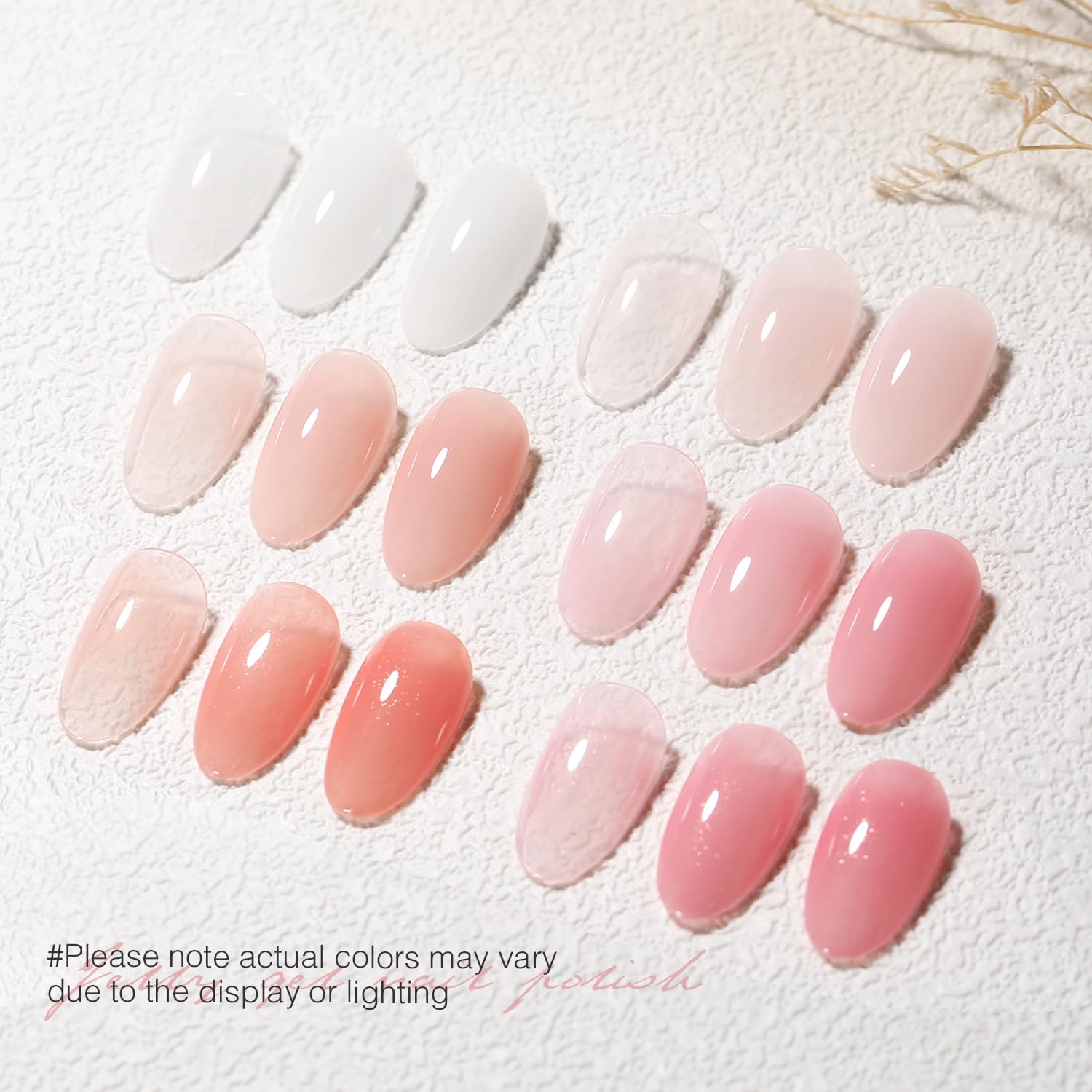 SHOYUM Jelly Gel Nail Polish Set (6x7ml) Nude Pink – Transparent Milky Pink Gel for Nails