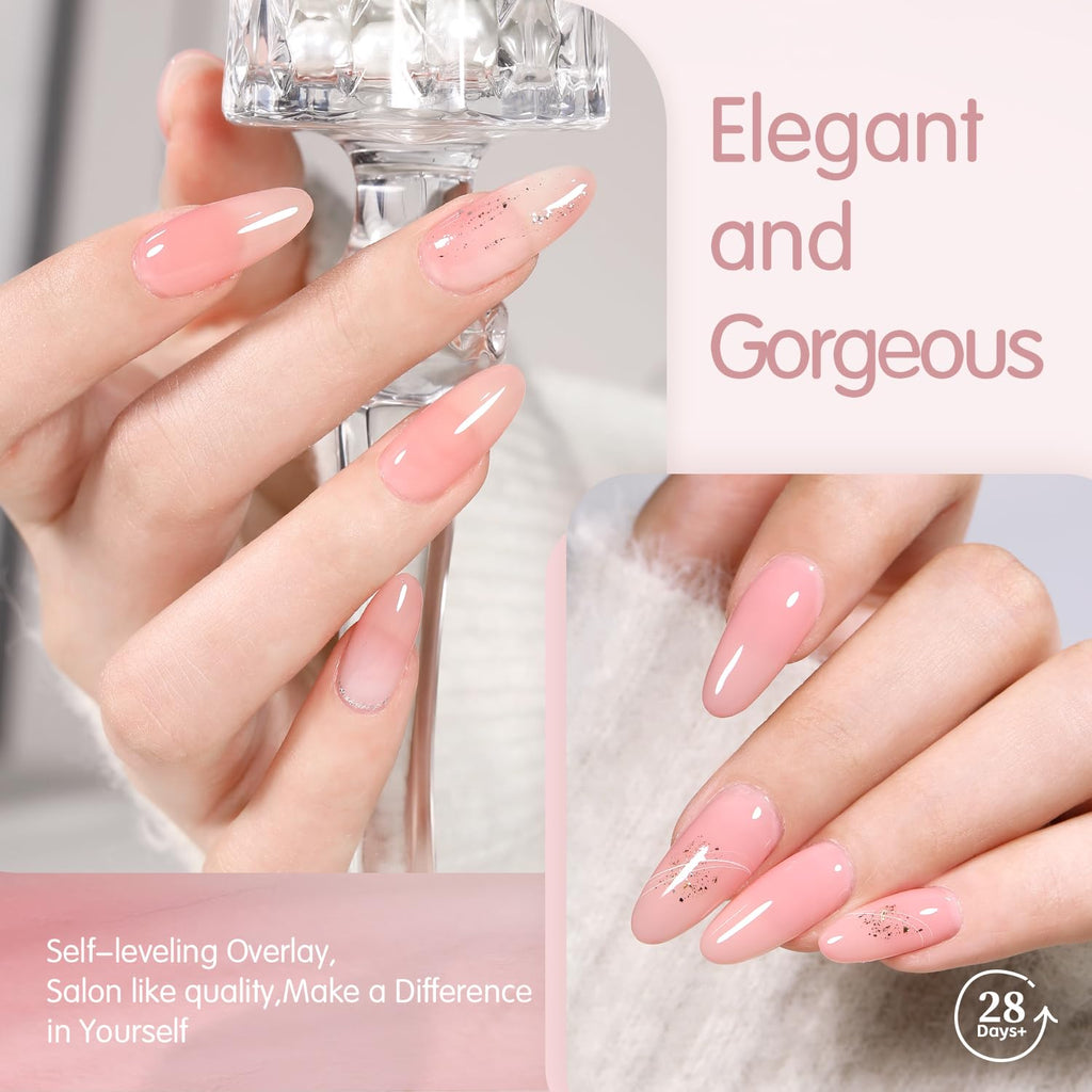 SHOYUM Jelly Gel Nail Polish Set (6x7ml) Nude Pink – Transparent Milky Pink Gel for Nails