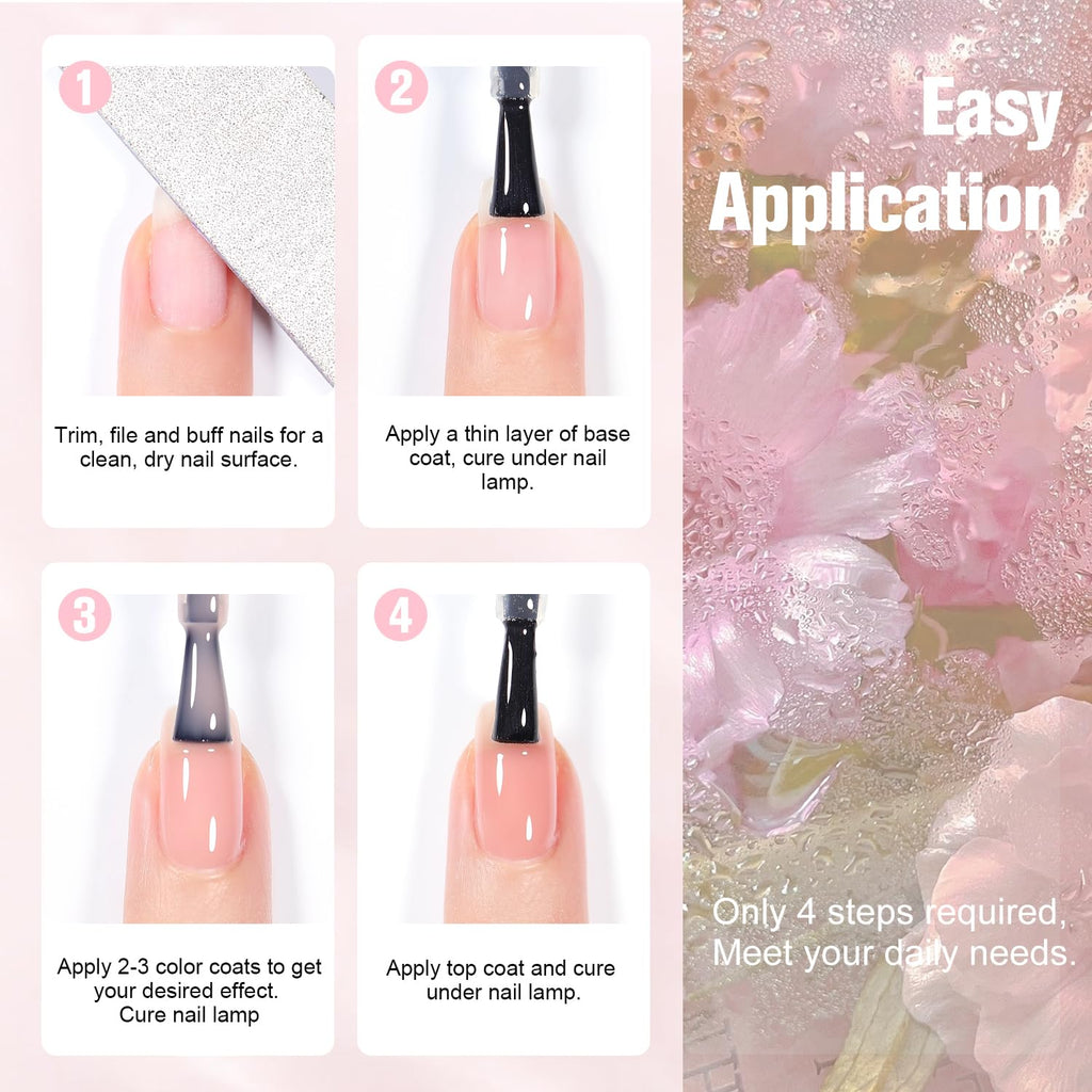 SHOYUM Jelly Nude Gel Nail Polish Set – 10×7ml Semi-Transparent Nude Shades
