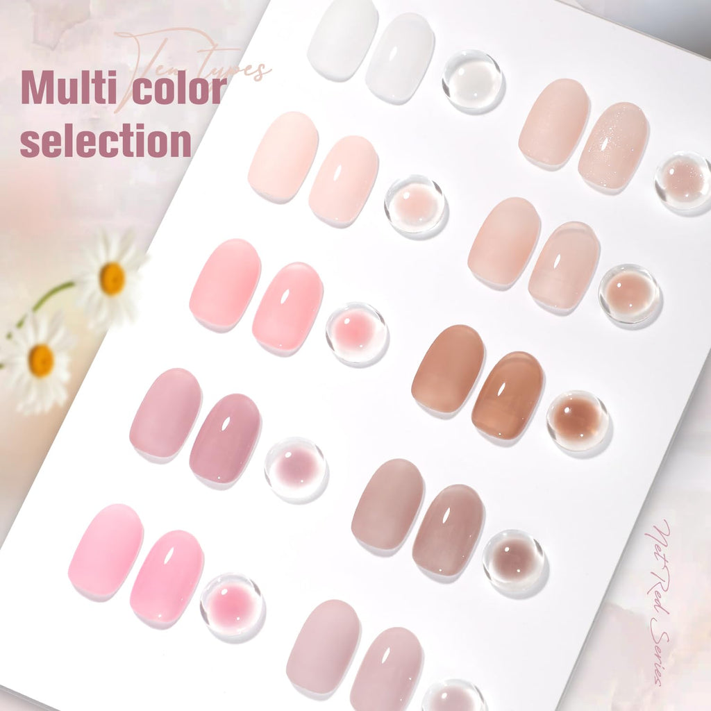 SHOYUM Jelly Nude Gel Nail Polish Set – 10×7ml Semi-Transparent Nude Shades