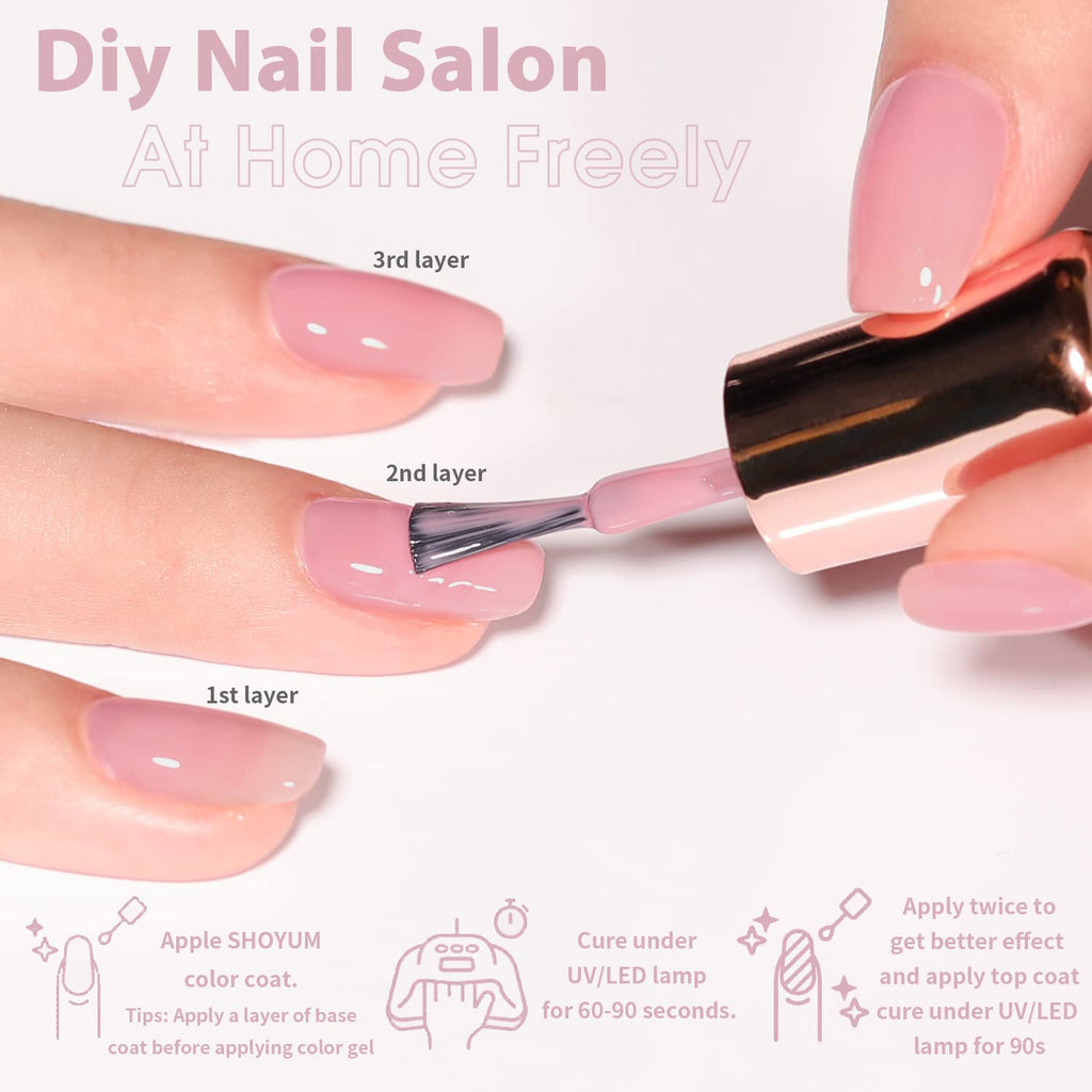 SHOYUM Jelly Nude Gel Nail Polish Set – 10×7ml Semi-Transparent Nude Shades