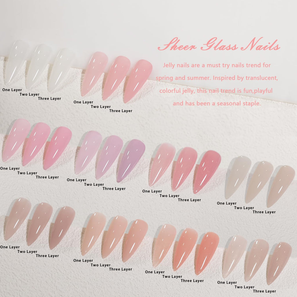 SHOYUM Jelly Pink Gel Nail Polish Set — 10 Colors for Home DIY Manicure (7ml Bottles)