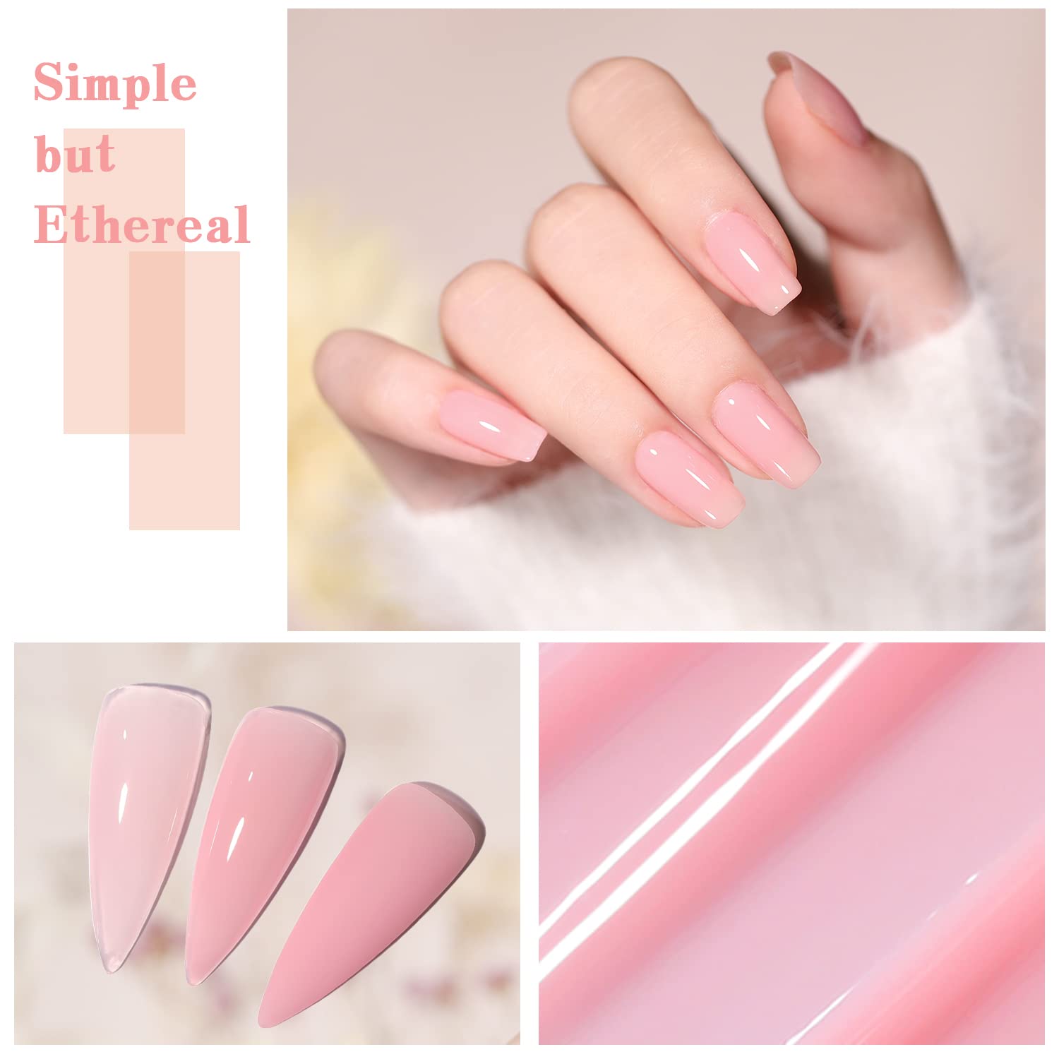 SHOYUM Jelly Pink Gel Nail Polish Set — 10 Colors for Home DIY Manicure (7ml Bottles)