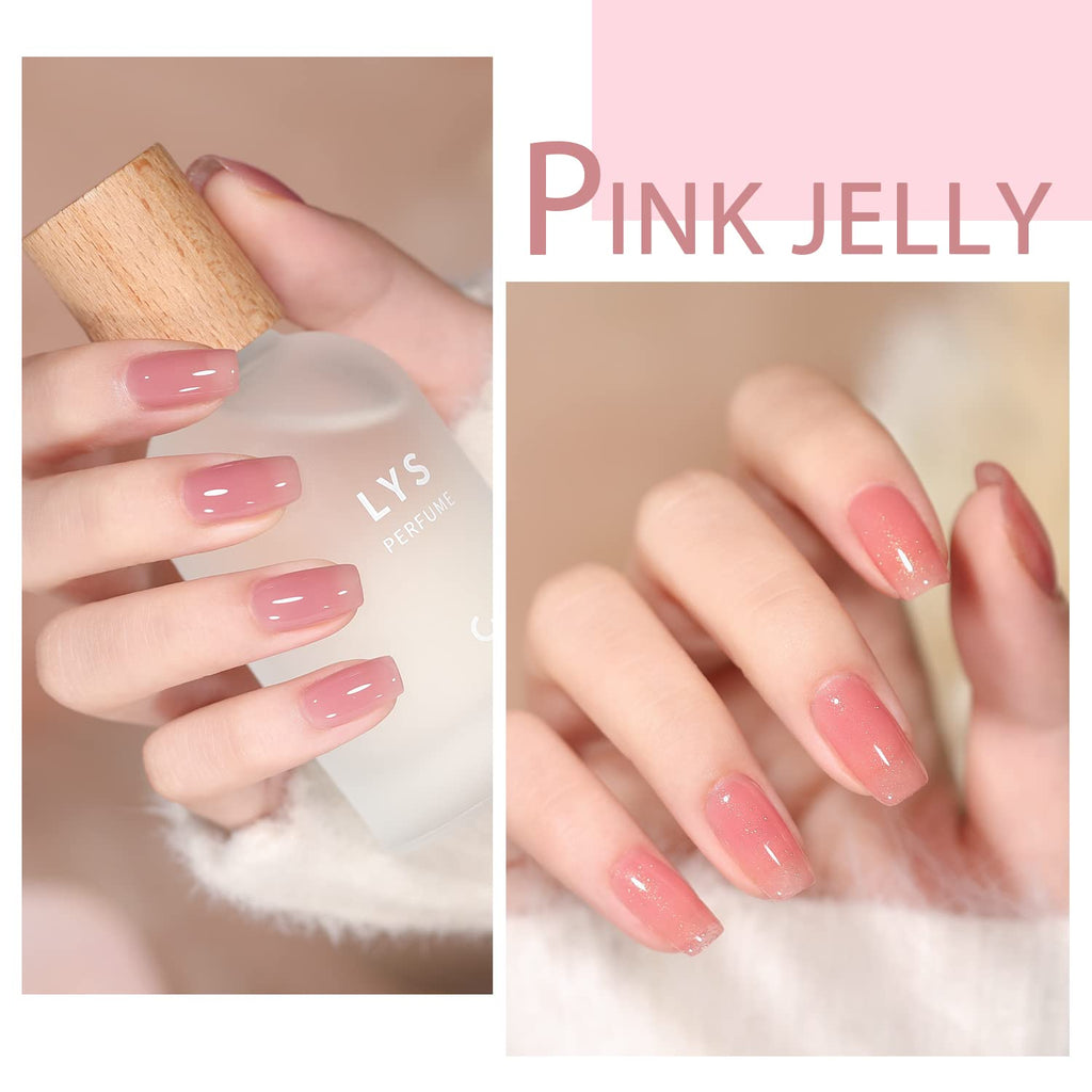 SHOYUM Jelly Pink Gel Nail Polish Set – 10 Nude Pink Colors for DIY Manicures