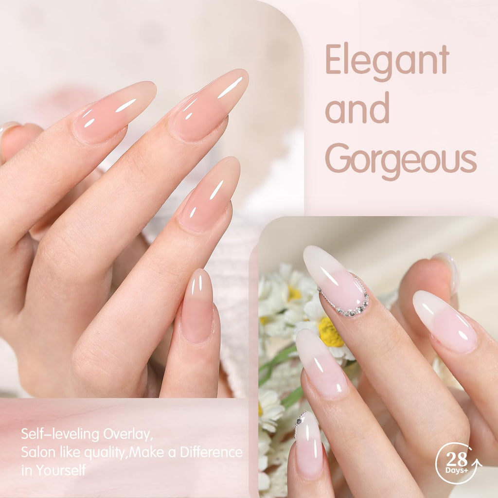 SHOYUM Jelly Gel Nail Polish Set – 6 Neutral Sheer Shades for DIY Manicure (Milky White, Nude, Pink) | UV Gel Polish Kit 2024