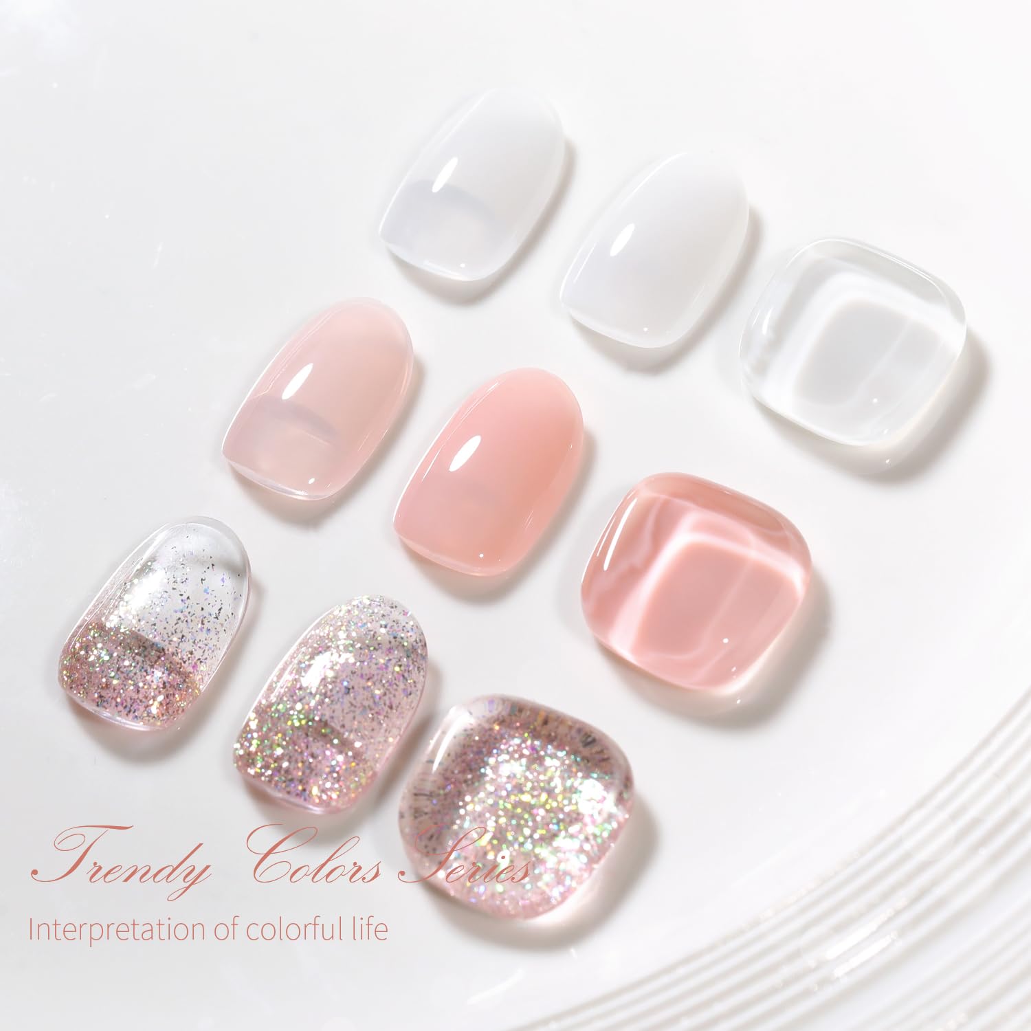 SHOYUM Gel x Nail Polish Kit – 3 Colors (15ml each): Sheer Pink, Milky White, Silvery Glitter