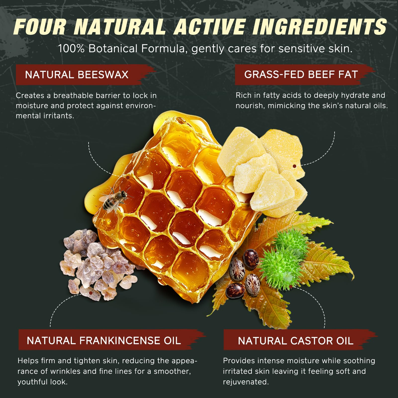 Shuangjia 2-Pack Beef Tallow Balm with Frankincense & Castor Oil – Grass-Fed Skin Moisturizer