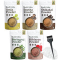 Shudh Online Herbal Hair Mask Powder Combo – Ayurvedic Bhringraj, Hibiscus, Shikakai, Reetha & Amla Shampoo (8.8oz total)