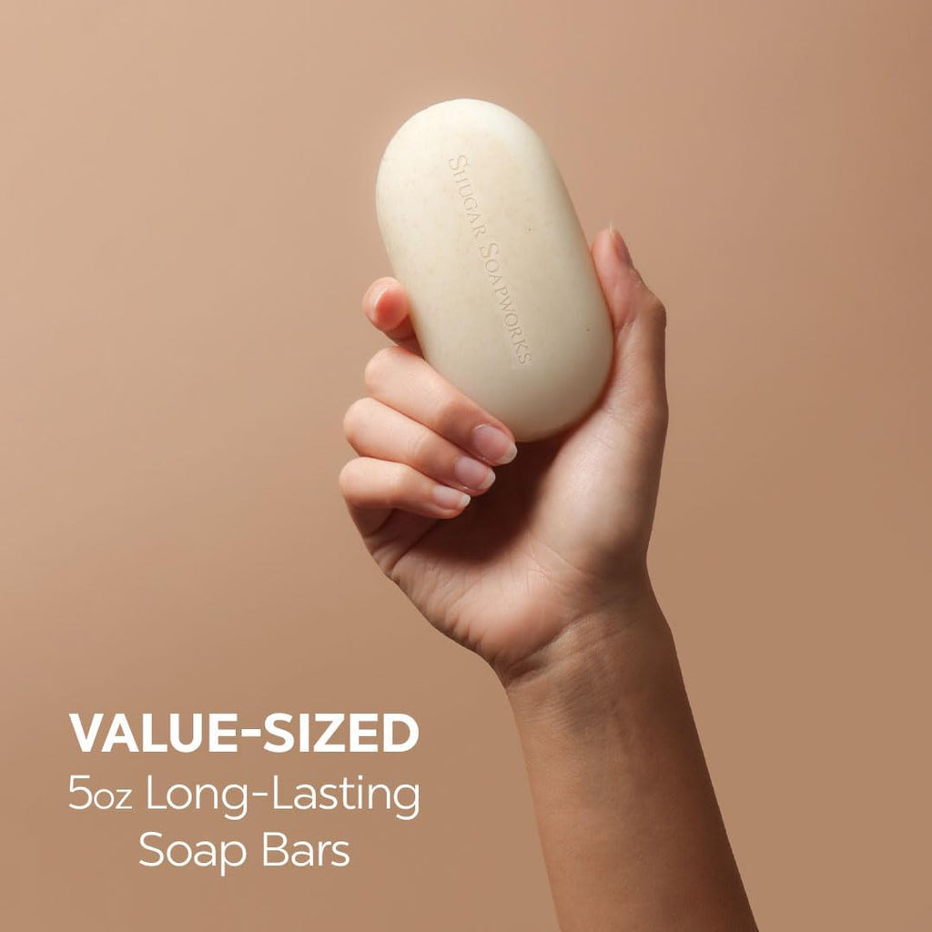 Shugar Soapworks Oatmeal & Eucalyptus Beauty Bar – 8-Pack, 5 oz Each | Plant-Based, Gentle Cleanser