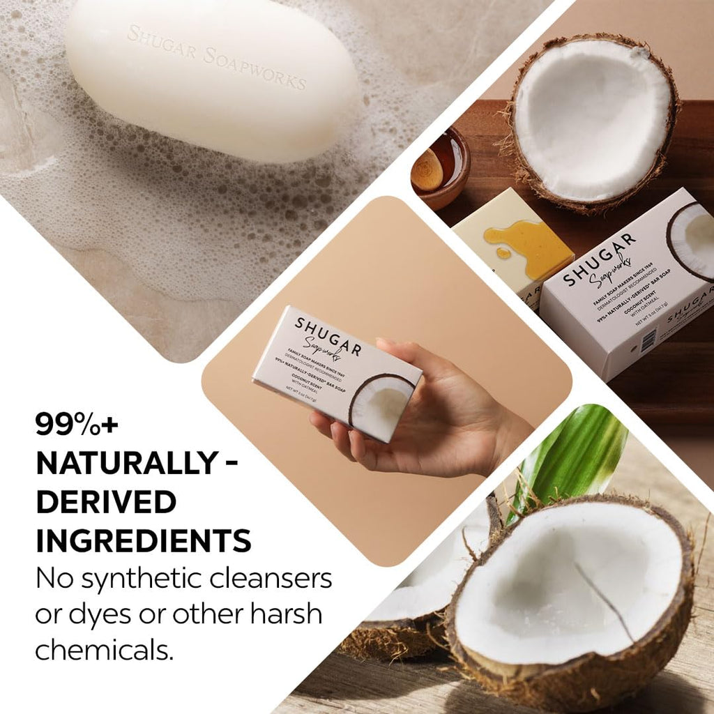 Shugar Soapworks Oatmeal & Coconut Beauty Bar 8-Pack | Plant-Based, Sulfate & Paraben Free