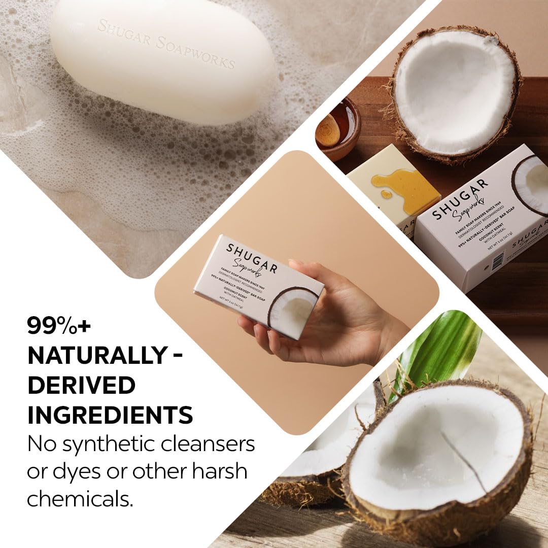 Shugar Soapworks Oatmeal & Coconut Beauty Bar 8-Pack | Plant-Based, Sulfate & Paraben Free