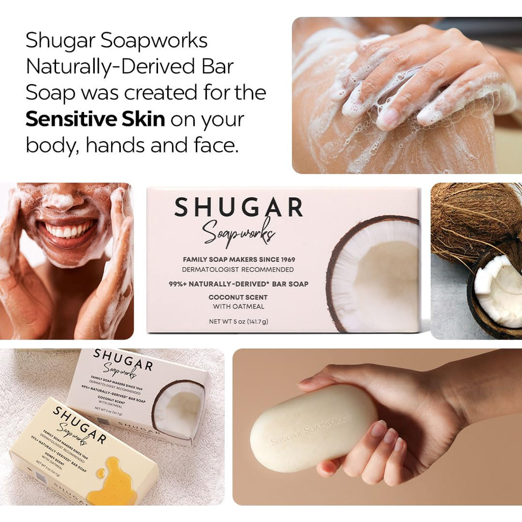 Shugar Soapworks Oatmeal & Coconut Beauty Bar 8-Pack | Plant-Based, Sulfate & Paraben Free