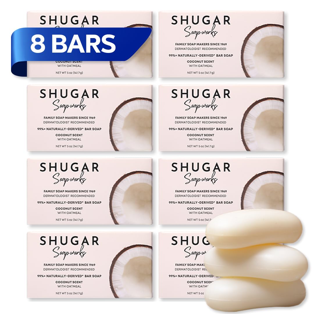 Shugar Soapworks Oatmeal & Coconut Beauty Bar 8-Pack | Plant-Based, Sulfate & Paraben Free