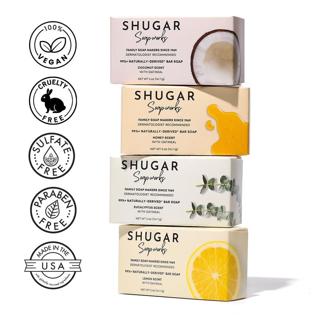 Shugar Soapworks Oatmeal & Honey Beauty Bar 5 oz — 8-Pack